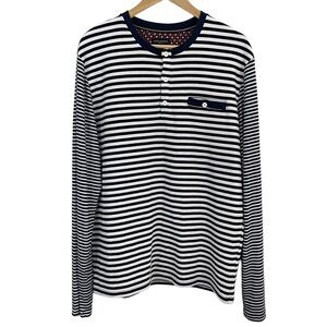 Lloyd & Jefferson Striped Long Sleeve Shirt Men’s L Navy Blue White Casual Soft